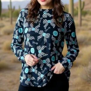 NWT Black Long Sleeve Top w/ Checkered Bows